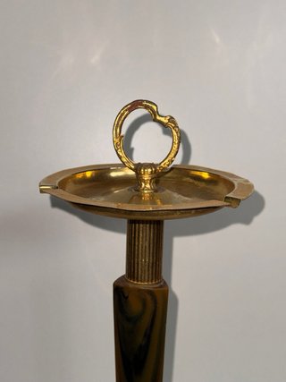 Cenicero de pie latón y madera