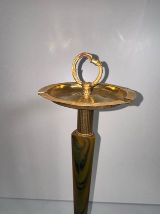 Cenicero de pie latón y madera