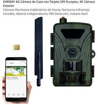 Cámara de EMEBAY 4G con Tarjeta SIM Europea