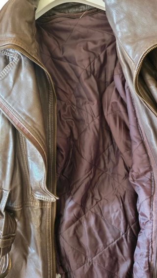 Giacca pelle vintage biker marrone con cintura