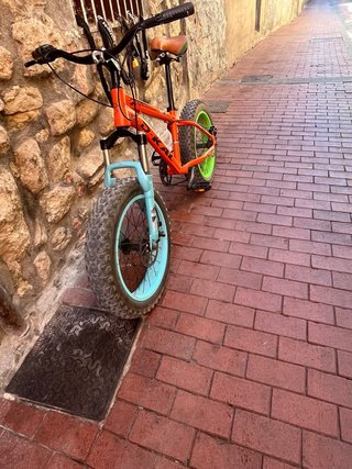 Bicicleta Naranja con Ruedas Gruesas