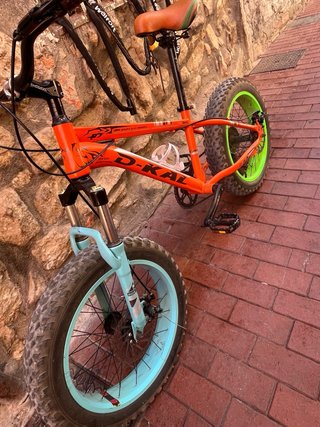 Bicicleta Naranja con Ruedas Gruesas