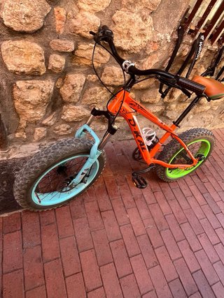 Bicicleta Naranja con Ruedas Gruesas