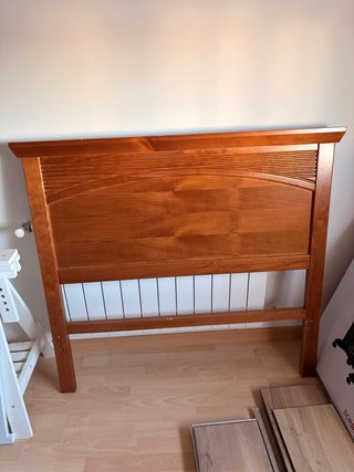 Cabecero de pino marrón, cama de 105 cm