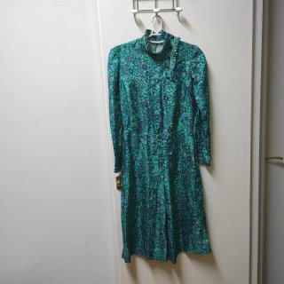 Vestido vintage verde estampado