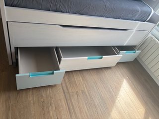Cama nido con cama supletoria, colchones y cajones