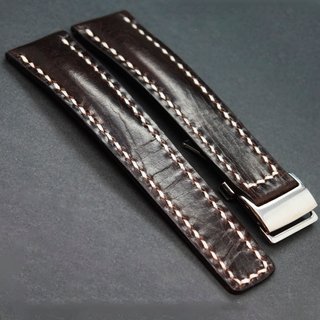 Cinturino in pelle artigianale nero per Breitling 22/24mm