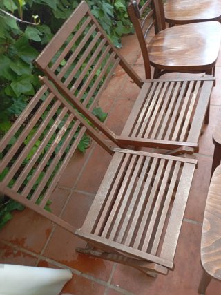 2 Sillas Plegables Madera + 4 Sillas
