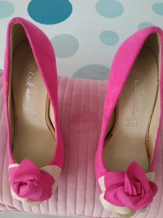 Zapatos de tacón Taik maix rosas y beige