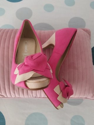 Zapatos de tacón Taik maix rosas y beige