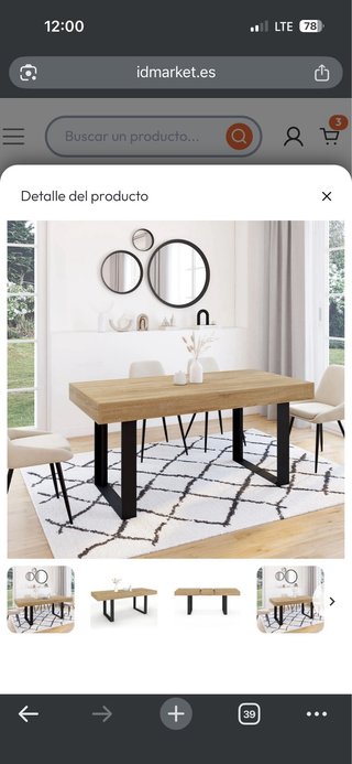 Mesa Comedor Madera y Metal