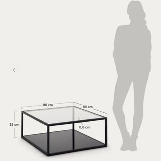 Mesa de centro Kave Home cristal y metal negra