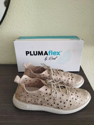 Zapatos Plumaflex Beige/Dorado Mujer
