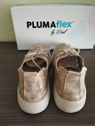 Zapatos Plumaflex Beige/Dorado Mujer