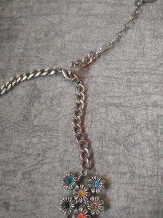 Collar Plata Flores Multicolor