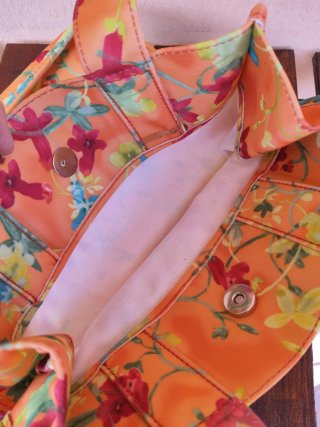 Borsa shopper floreale arancione