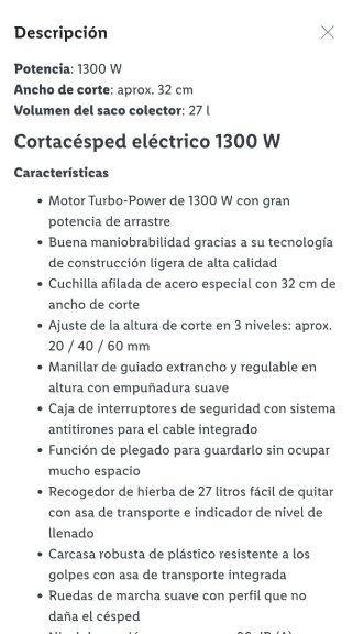 Cortacésped eléctrico Parkside 1300W