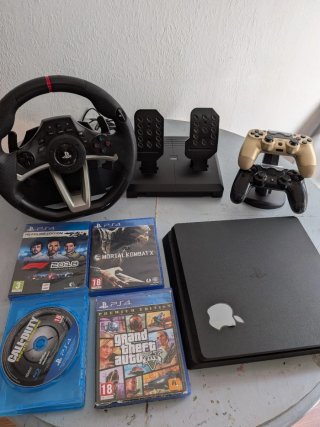 PS4 Slim Nera + Volante e Giochi