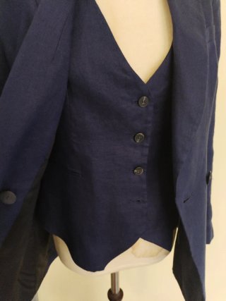 Americana y chaleco lino Zara azul