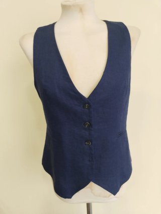 Americana y chaleco lino Zara azul