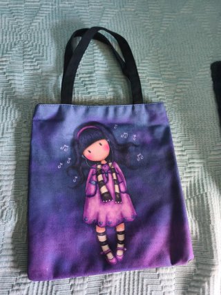 Bolso Morado con Dibujo de Niña
