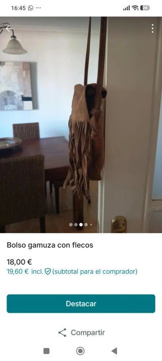 Bolso de gamuza con flecos marron