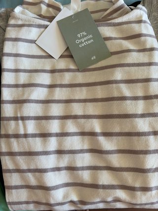 Camiseta H&M Rayas Beige/Blanco Manga Larga