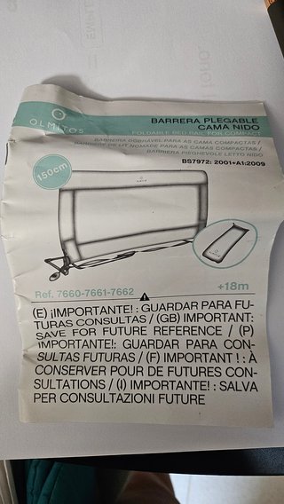 Barrera anticaída para cama 90cm
