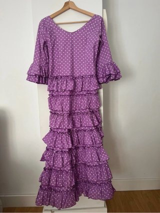 Vestido Flamenca Morado Lunares
