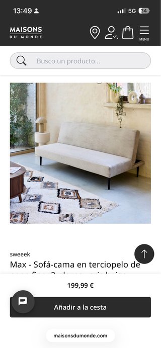 Divano Letto in Panno Beige Maison du Monde