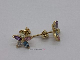 pendientes oro 18k con piedra con circonita