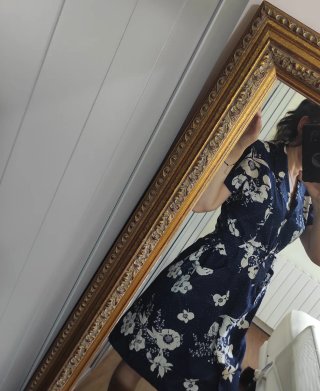 Vestido vintage floral azul y blanco