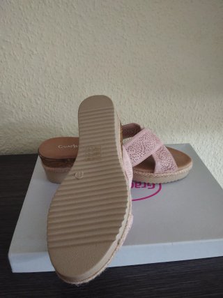 Sandalias cuña salmón mujer