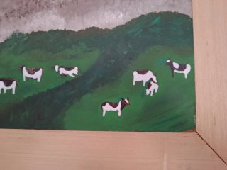 Cuadro pintado a mano paisaje asturiano de montaña
