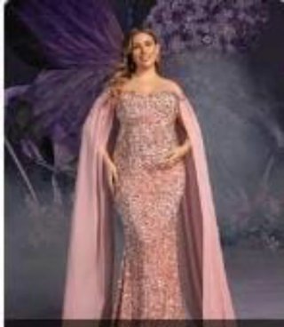 Vestido de fiesta dorado y rosa