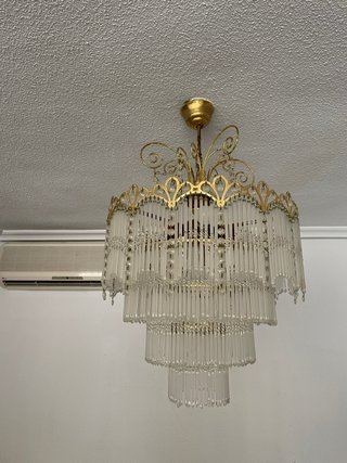 Lámpara de techo lágrimas cristal dorada
