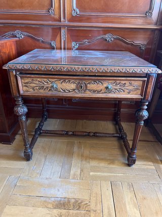 Mesa escritorio madera y cristal