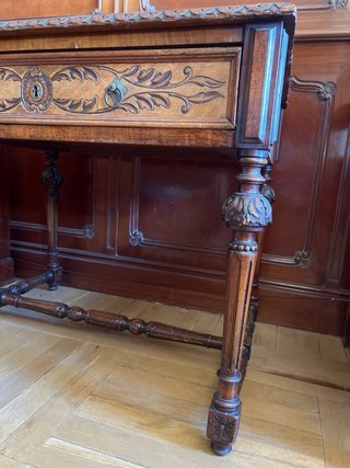 Mesa escritorio madera y cristal
