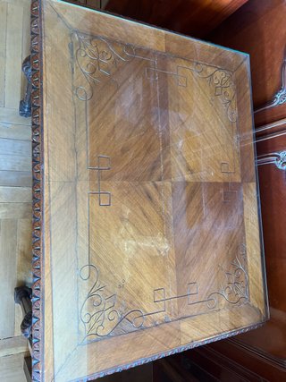 Mesa escritorio madera y cristal