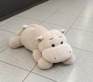 Peluche Ippopotamo Maxi Grigio Chiaro Anni 90