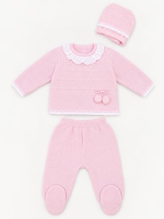 Conjunto lana rosa bebé
