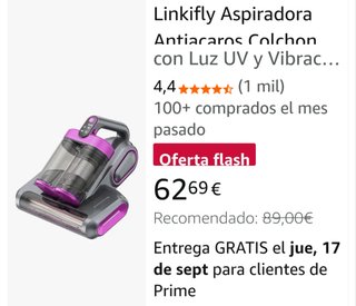 Aspiradora antiácaros Linkifly sin cable