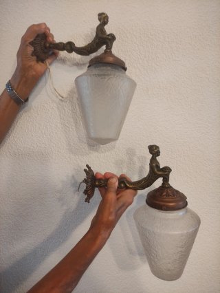 Pareja apliques sirena y tulipa traslúcida
