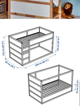 Cama alta infantil Ikea madera blanca