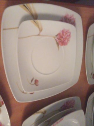 Vajilla cuadradaFabio Factory Porcelana Flores Ros