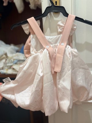Vestido de bebé rosa con lazos Talla 66cm