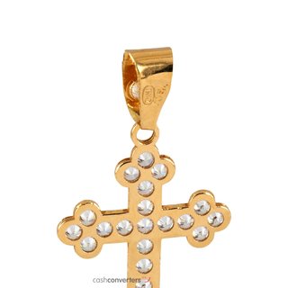 crucifijo oro 18k con piedra con circonita