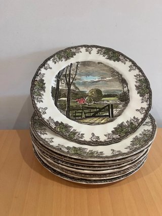 Lote 12 Platos Johnson Bros Escena Rural