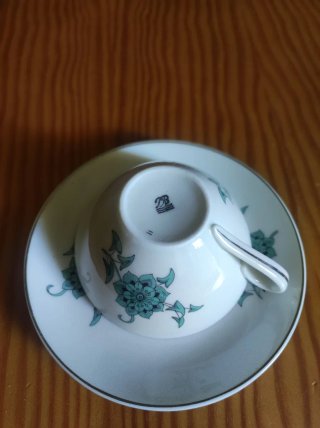 Taza y platillo de porcelana floral Bidasoa