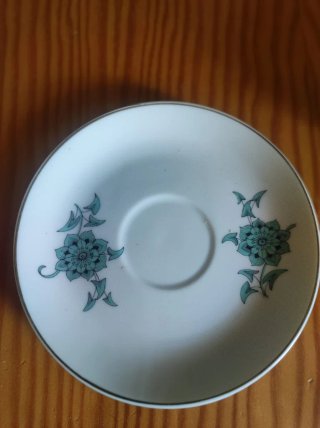 Taza y platillo de porcelana floral Bidasoa